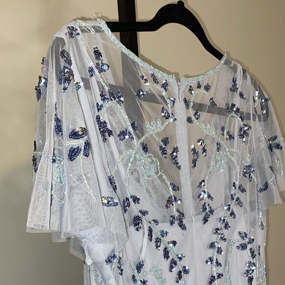 Papell Studio Embellished Sequined Long Dress Pale Blue - Picture 10 of 11